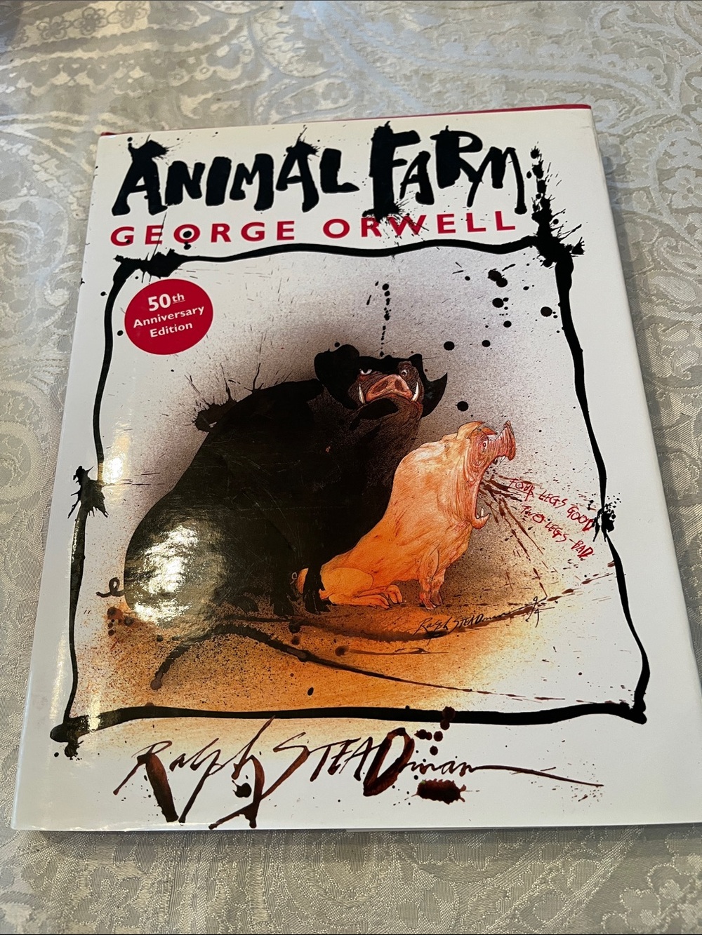 Animal Farm by George Orwell - Illustrated Edition, White/Black/Orange Cover